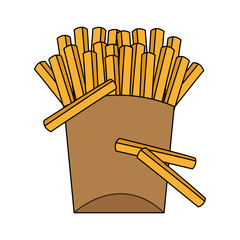 color image cartoon cardboard box with french fries vector illustration