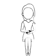 beautiful and young woman sitting character vector illustration design
