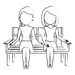 Woman sitting on park chair vector illustration design