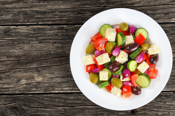 fresh Greek salad with ripe vegetables