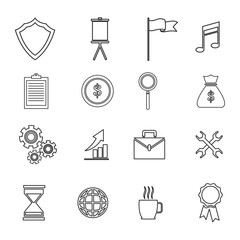 set banking money finance investment growth outline vector illustration