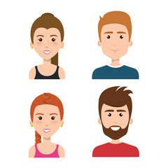 Obraz premium Smiling people over white background. Vector illustration.