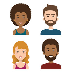 Smiling people over white background. Vector illustration.