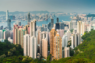 Fototapeta na wymiar Hong Kong skyline and victoria harbour View from Victoria Peak,Hon Kong.
