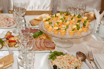 banquet table with food