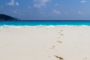 beach, wave and footsteps