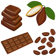 Raw cacao beans and chocolate bar.