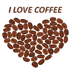 Heart from coffee beans isolated on a white background.