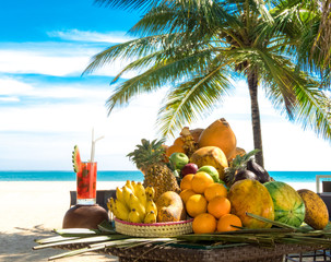 fresh fruits on a beach