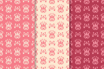 Floral seamless patterns. Colored background