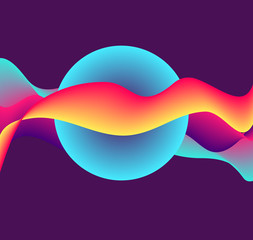 Fluid Colors with Red Gradient and Bkue Circle Abstract Background.