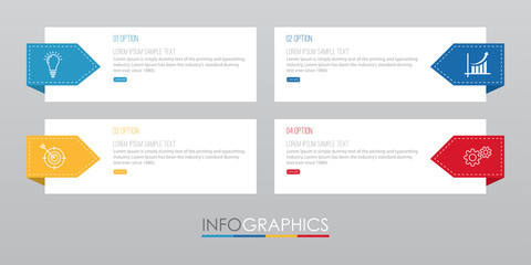 Modern Info-graphic Template for Business with four steps multi-Color design, labels design, Vector info-graphic element, Flat style vector illustration.