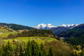 Naklejka premium View on Mountain landscape by Schoenau Koenigsee in Bavaria