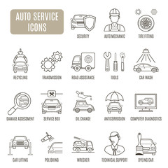 Auto Service icons. Set of vector pictogram