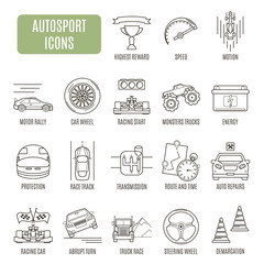 Autosport  icons. Set of vector pictogram © daw666