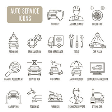 Auto Service icons. Set of vector pictogram