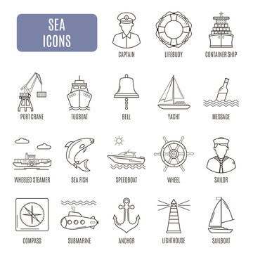 Sea Icons. Set Of Vector Pictogram