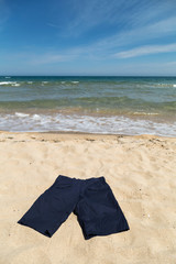 Blue pants on the beach