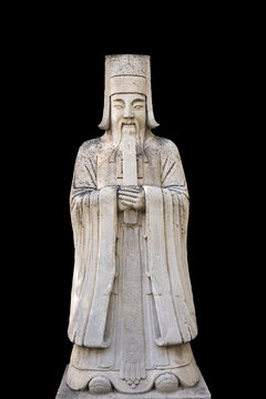 An officer stone statue in God Way Ming Tombs, Beijing.The Ming Tombs are the tombs of thirteen emperors of the Ming Dynasty of China (1368----1644 A.D).