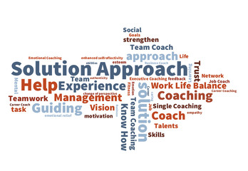 Solution Approach word cloud shaped as a arrow