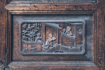 View Of Carved Door,close-up.