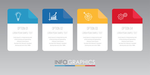 Modern Info-graphic Template for Business with four steps multi-Color design, labels design, Vector info-graphic element, Flat style vector illustration.