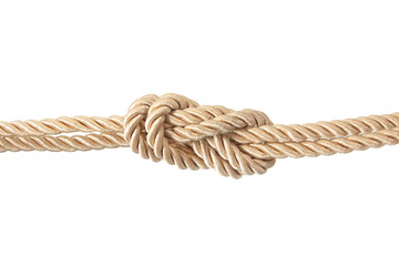 Close-up of rope with knot isolated on white