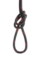 hanging rope knot tied  isolated on white