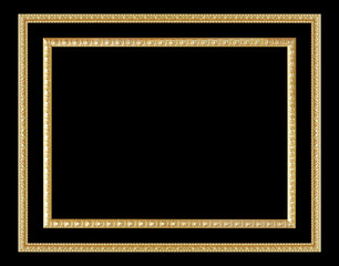 The antique gold frame isolated on black background