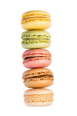 Cake macaron or macaroon isolated on white background, sweet