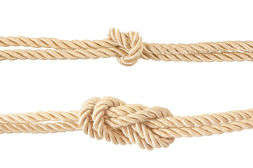 Close-up of rope with knot isolated on white