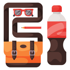 Travel time summer vacation vector accessory in flat style with traveling and tourism icons.