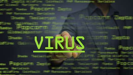 Hacker stealing VIRUS with graphic user interface around