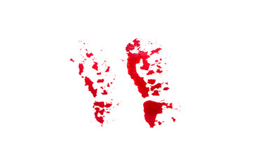 Smear of red paint on white background