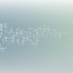 Illustration structure molecule dna and neurons, connected lines with dots, genetic and chemical compounds