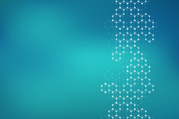 Illustration hexagonal structure molecule dna of neurons system, genetic and chemical compounds