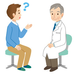若い男性と医師　診察
