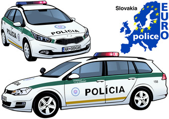 Slovakia Police Car - Colored Illustration from Series Euro police, Vector