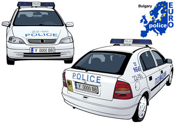 Bulgary Police Car - Colored Illustration from Series Euro police, Vector