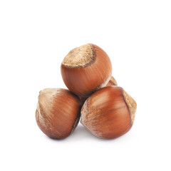 Pile of hazelnuts isolated
