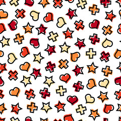 Seamless primitive geometric patterns for tissue and postcards. Trendy geometric elements. Hipsters modern color background. Vector illustration
