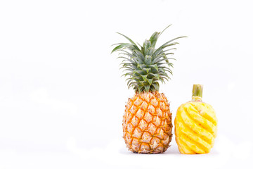 peeled  pineapple  on white background healthy pineapple fruit food isolated
