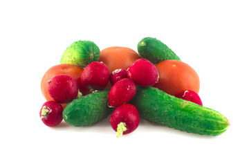 Fresh vegetables isolated on a white background.