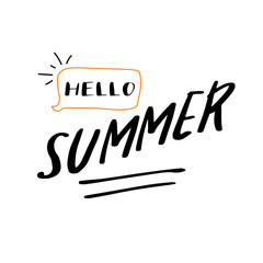 Hello Summer vector illustration, background. Hand lettering inspirational typography poster, banner.