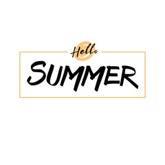 Hello Summer vector illustration, background. Hand lettering inspirational typography poster, banner.