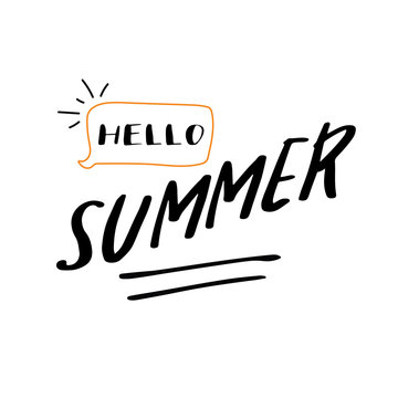 Hello Summer vector illustration, background. Hand lettering inspirational typography poster, banner.