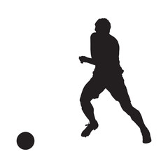 Running soccer player, vector silhouette