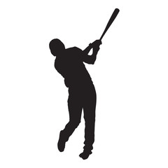 Fototapeta na wymiar Baseball player, front view, batter vector silhouette