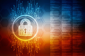 2d illustration Safety concept: Closed Padlock on digital background