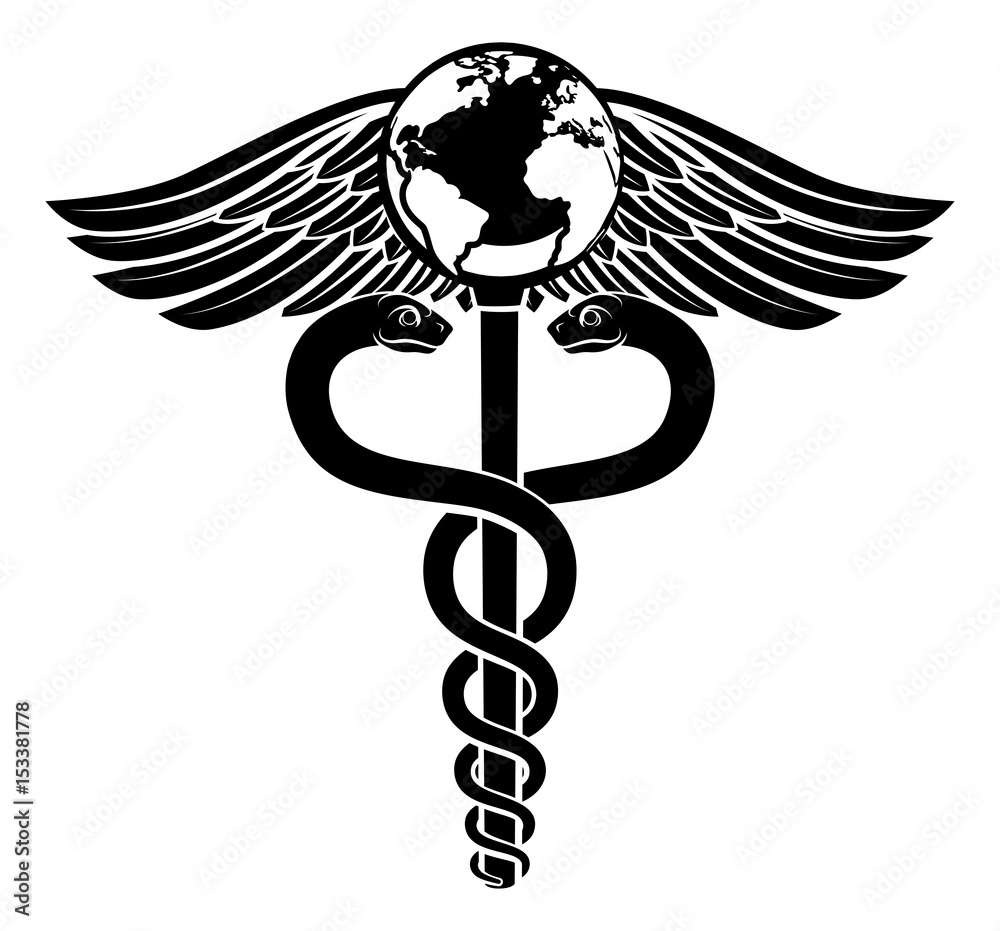 Canvas Prints globe caduceus medical symbol